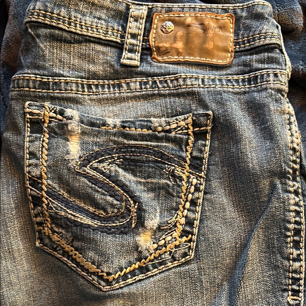 Embroidered Blue Denim Jeans